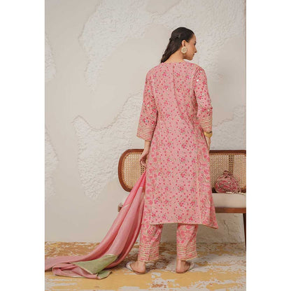 NEMAANI Nayra Pink A-Line Kurta with Pant and Dupatta