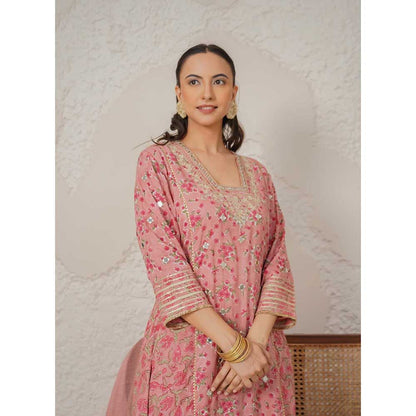 NEMAANI Nayra Pink A-Line Kurta with Pant and Dupatta