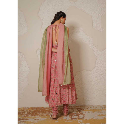 NEMAANI Naaz Pink Anarkali with Churidar and Dupatta