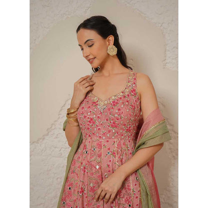 NEMAANI Naaz Pink Anarkali with Churidar and Dupatta