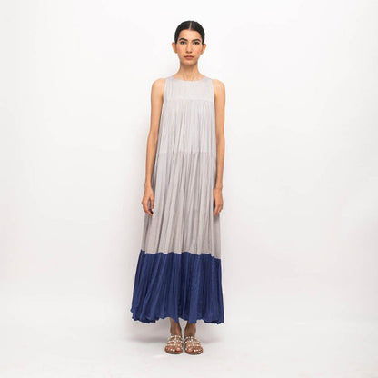 NEORA BY NEHAL CHOPRA Grey & Navy Blue Halter Neck Maxi Dress