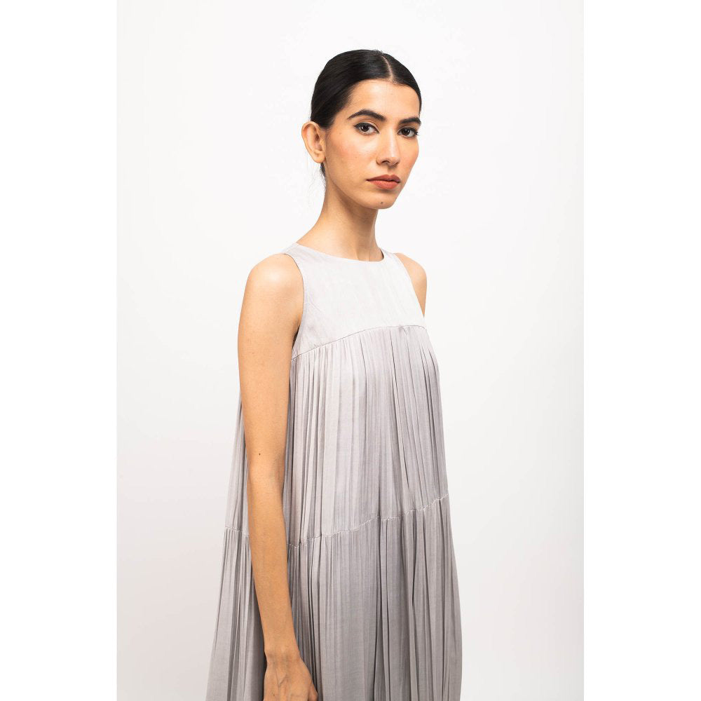 NEORA BY NEHAL CHOPRA Grey & Navy Blue Halter Neck Maxi Dress