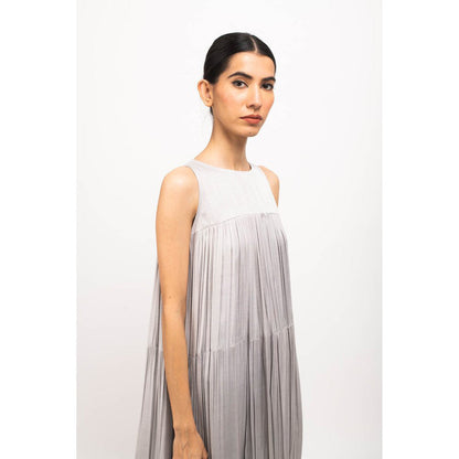 NEORA BY NEHAL CHOPRA Grey & Navy Blue Halter Neck Maxi Dress