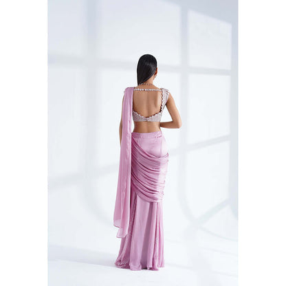 Nidhi Gupta Designs Pink Ginza Pre-Draped Saree with Stitched Blouse