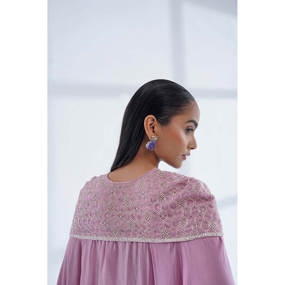 Nidhi Gupta Designs Pink Saanvi Cape with Bralette and Pant (Set of 3)