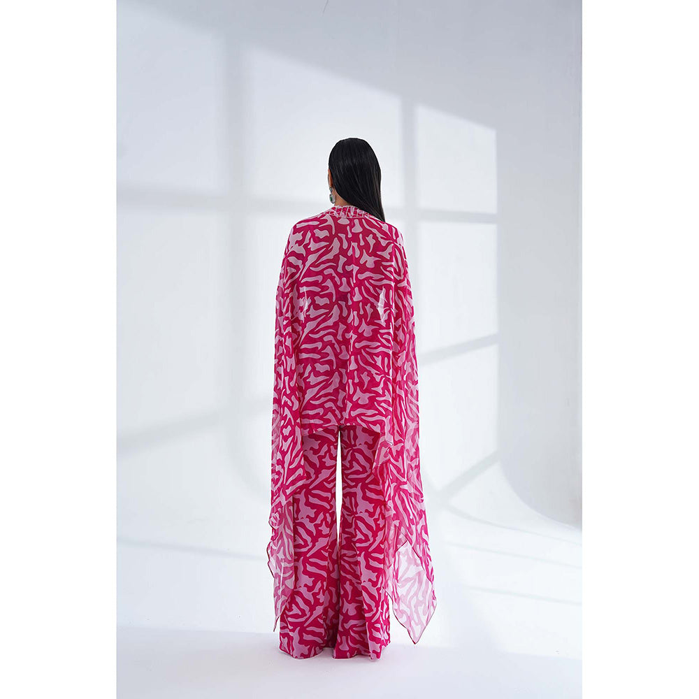 Nidhi Gupta Designs Pink Lumine Cape with Bralette and Pant (Set of 3)