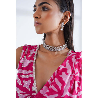 Nidhi Gupta Designs Pink Nova Pre-Draped Saree with Stitched Blouse