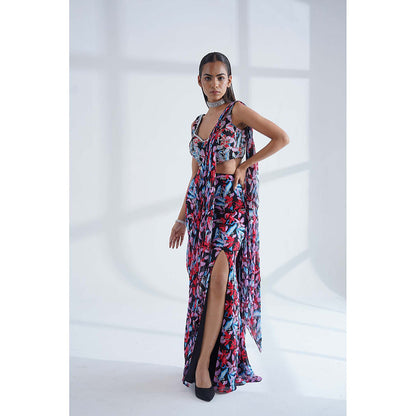 Nidhi Gupta Designs Black Shaniz Re-Draped Saree with Stitched Blouse