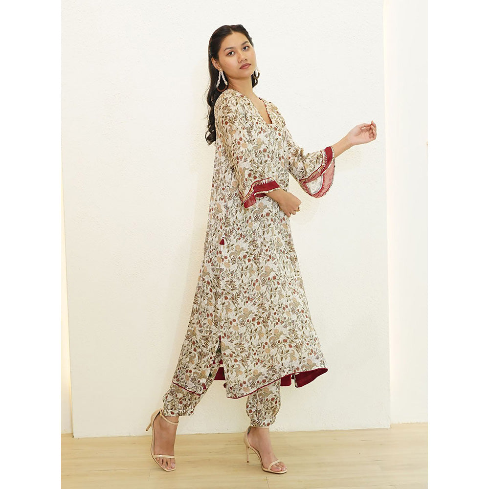 Nidhii Goyal Multi-Colour A Line Bagh Print Kurta with Salwar (Set of 2)