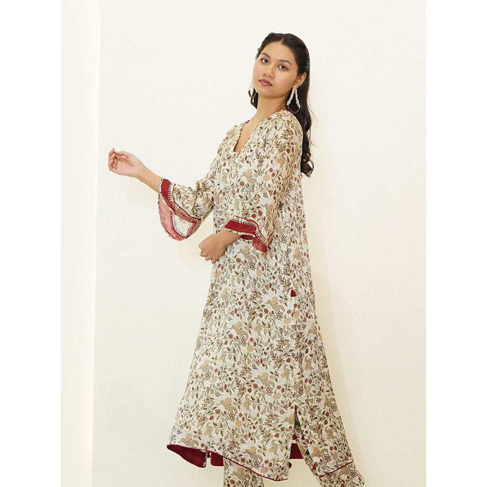 Nidhii Goyal Multi-Colour A Line Bagh Print Kurta with Salwar (Set of 2)