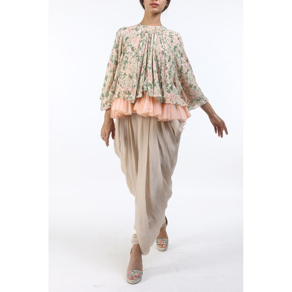 Nikasha Bloom Salmon Pink Bibi Jaal Printed Flared Top