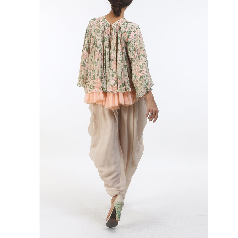 Nikasha Bloom Salmon Pink Bibi Jaal Printed Flared Top