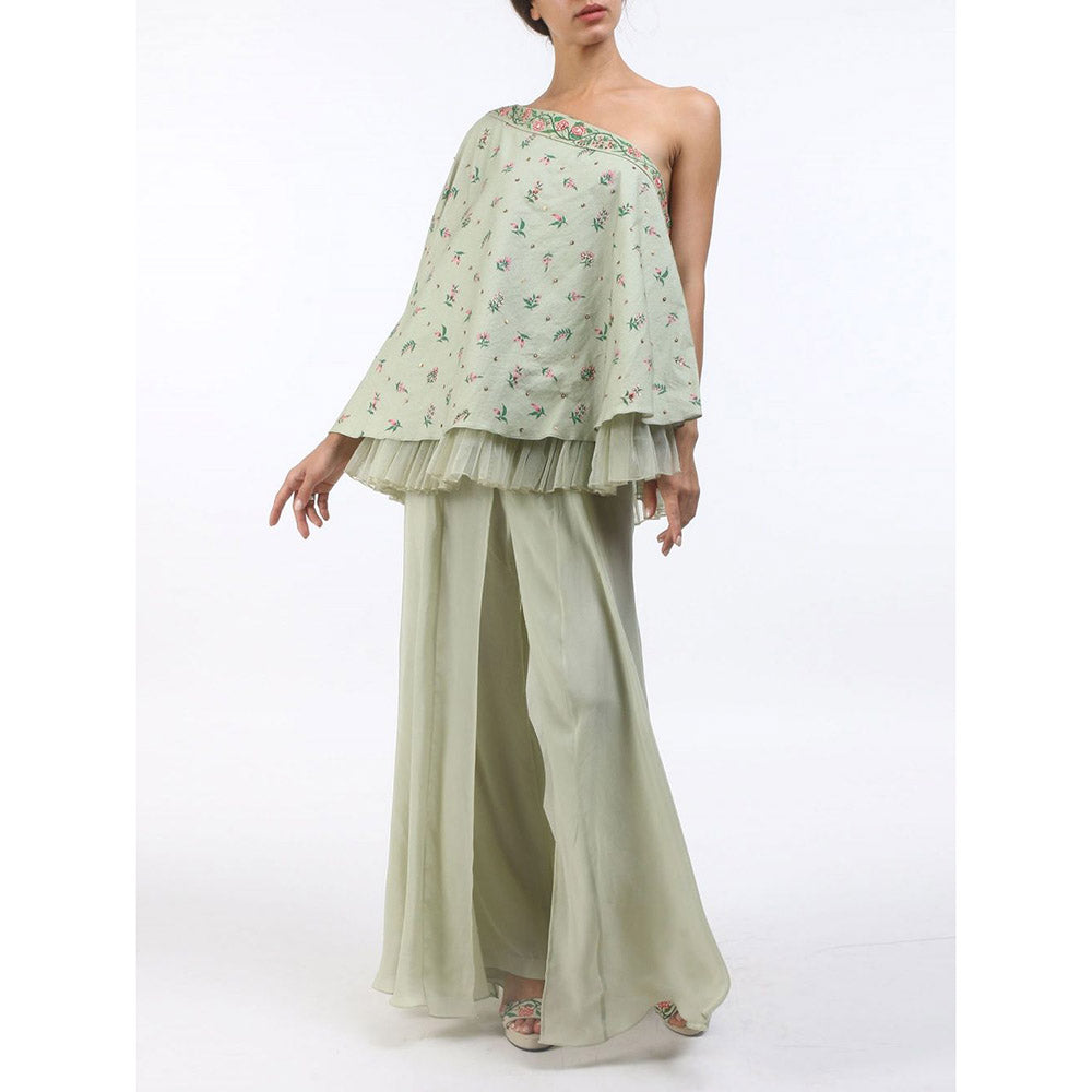 Nikasha Green Bloom Antique Jade One Shoulder Cotton Top