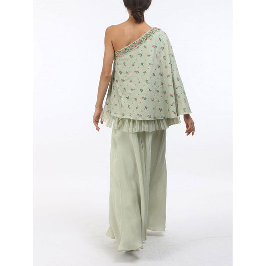Nikasha Green Bloom Antique Jade One Shoulder Cotton Top
