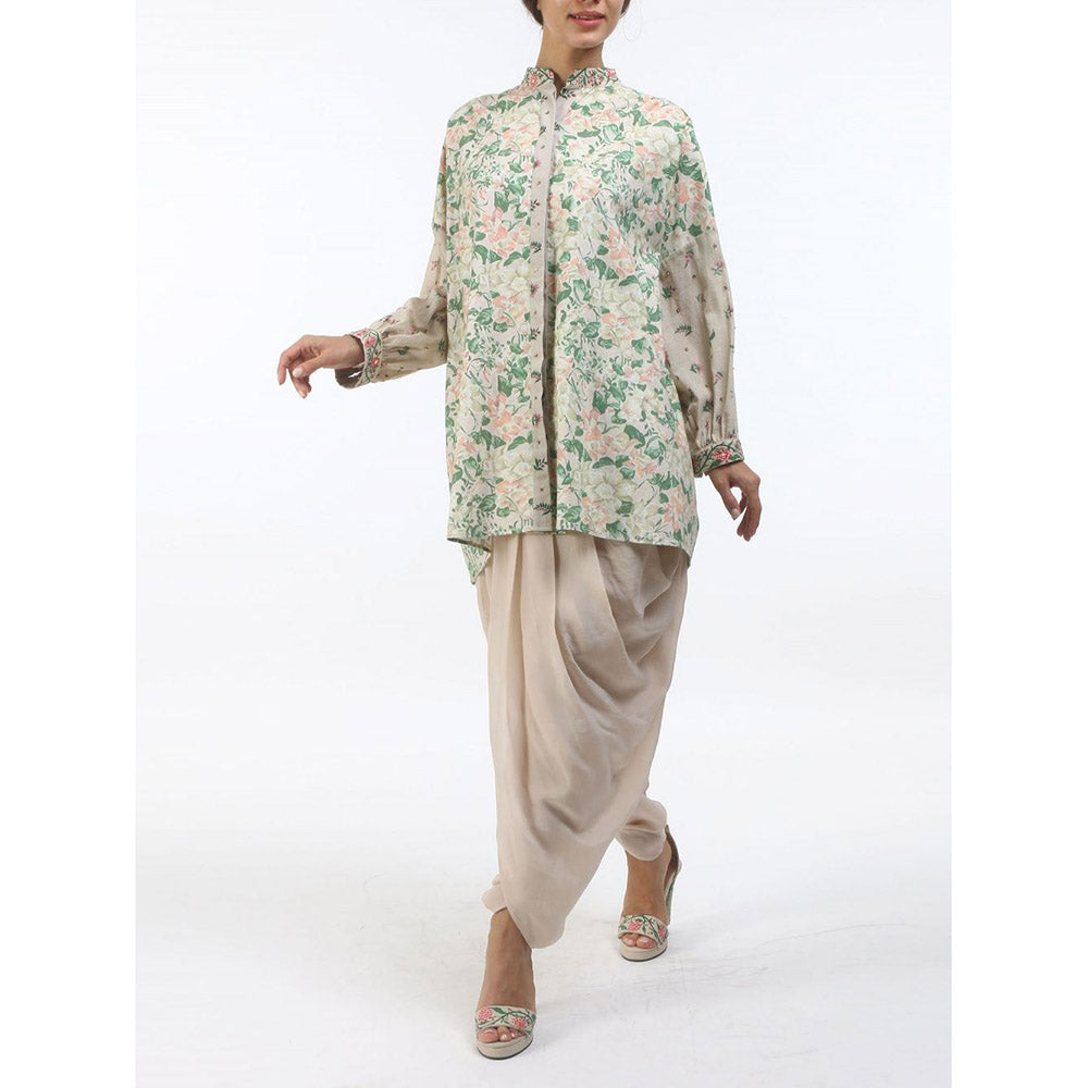 Nikasha Bloom Beige Grey Bibi Jaal Printed Shirt