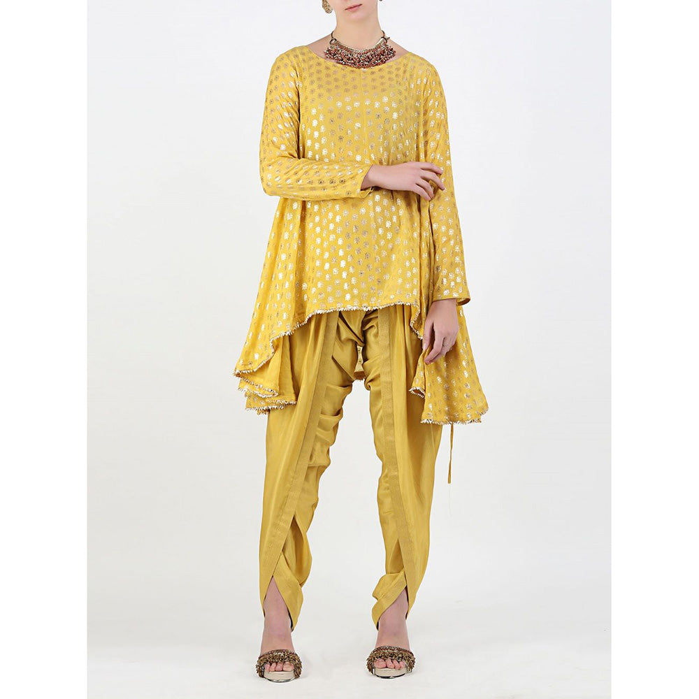 Nikasha Rani Gold Foil Tunic And Dhoti - Set of 2