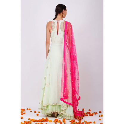 Nikasha Pista Rani Kalidar Pair With Churidar and Dupatta - Set of 3