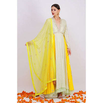 Nikasha Pista Rani Kalidar Pair With Churidar and Dupatta - Set of 3