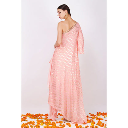 Nikasha Rose Pink Rani One - shoulder tunic and dhoti - Set of 2