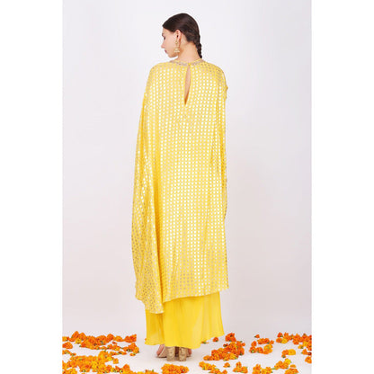 Nikasha Pitambari Yellow Rani Kaftan With Skirt - Set of 2