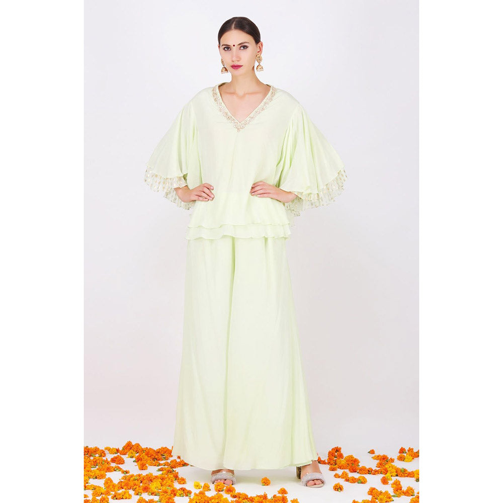 Nikasha Pista Rani Flare sleeve top With Pant - Set of 2