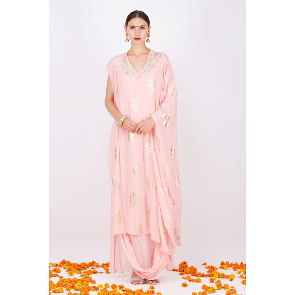 Nikasha Salmon Rani With kaftan and Cowl skirt - Set of 2