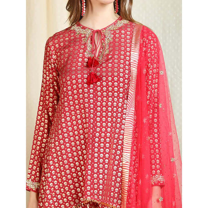 Nikasha Burgundy Printed Long Sleeves Kurta and Skirt (Set of 2)