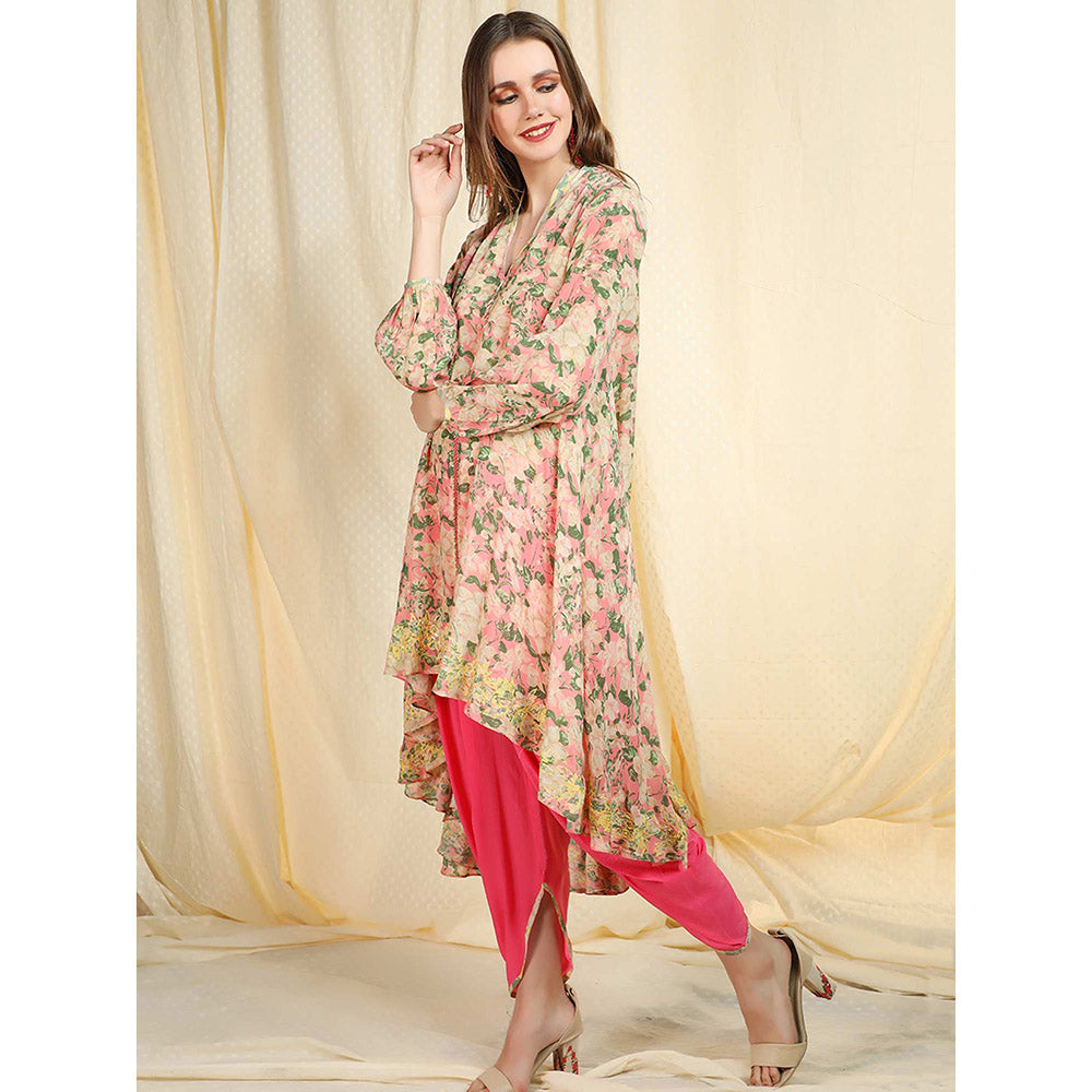 Nikasha Rose Floral Printed Balloon Sleeves Tunic With Dhoti Pant (Set of 2)
