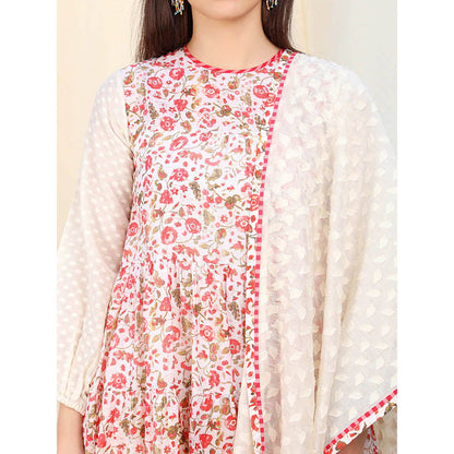 Nikasha Multi-Color Floral Printed Balloon Sleeves Kurta And Churidar With Dupatta (Set of 3)