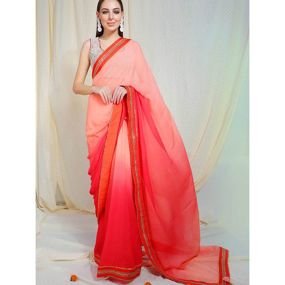 Nikasha Coral Embellished Saree With Stitched Blouse