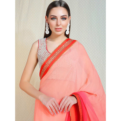 Nikasha Coral Embellished Saree With Stitched Blouse
