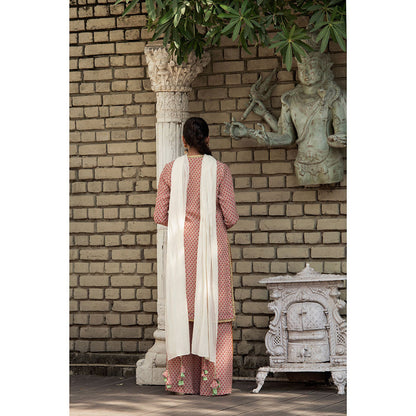 Nikasha Green Floral Kurta With Palazzo & Dupatta (Set of 3)