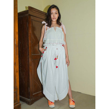 Nikasha Bulbul White Tie Up Ruffled Top