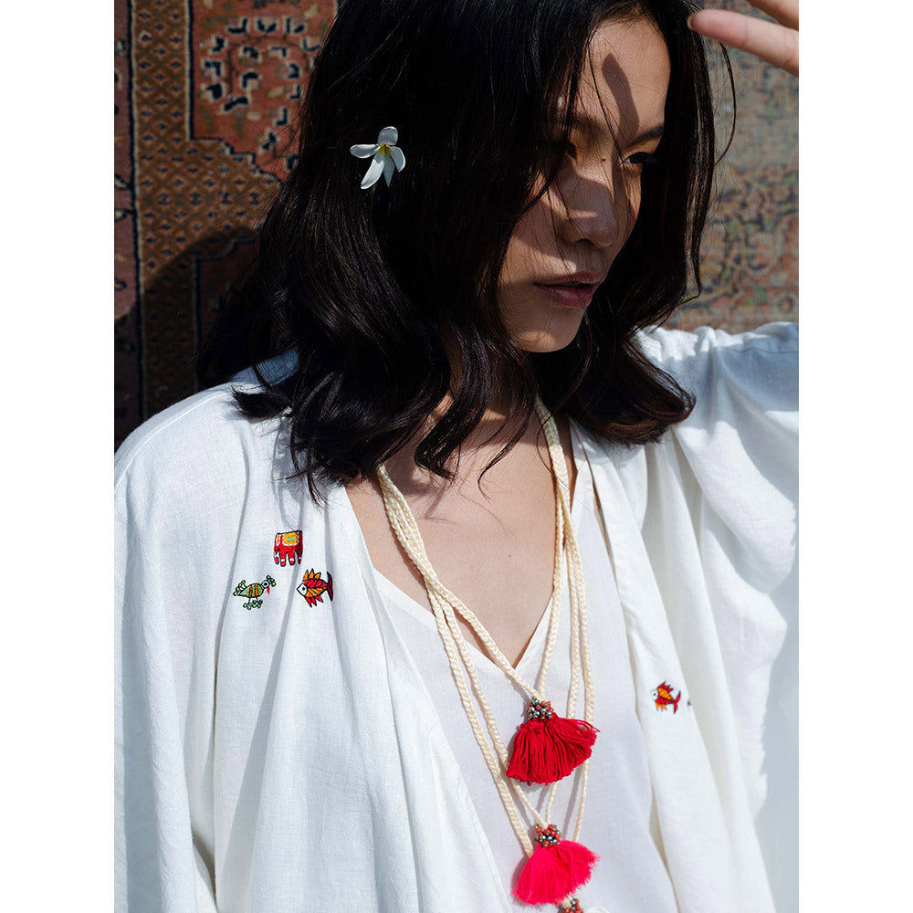 Nikasha Bulbul White Embroidered Jacket