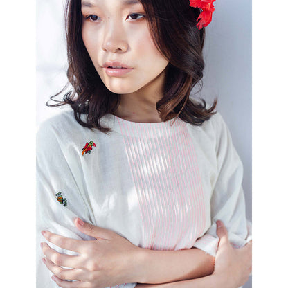 Nikasha Bulbul White Kaftan Sleeve Top