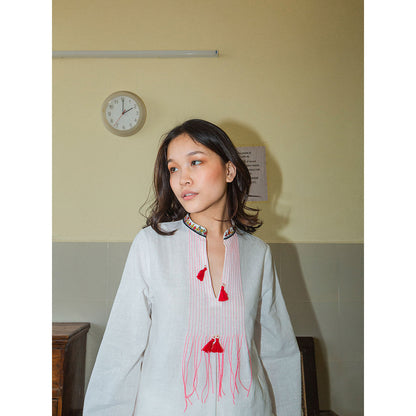 Nikasha Bulbul Emb Tunic With Tassels
