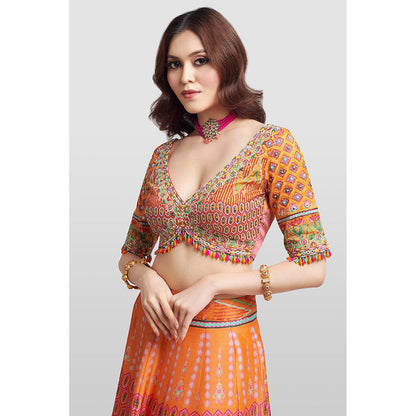 Nikkie J Adah Printed Embellished Blouse with Lehenga and Dupatta (Set of 3)