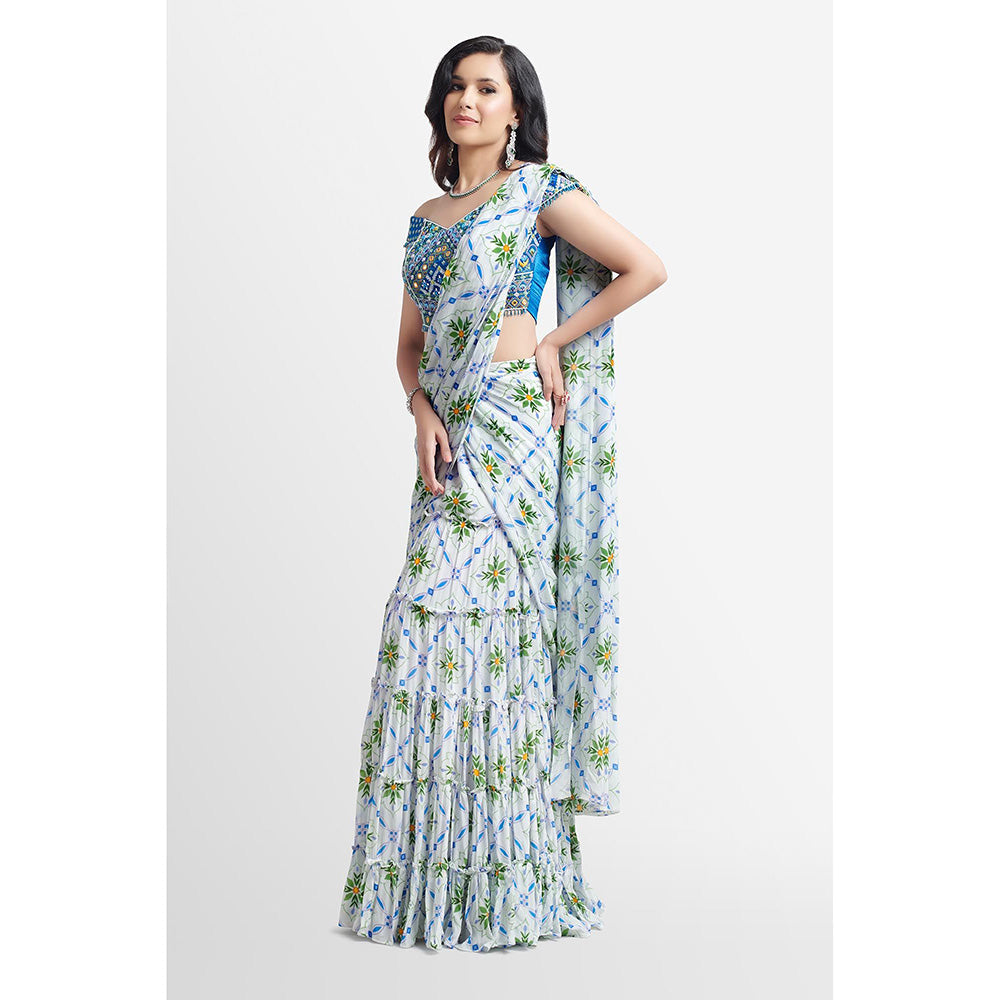 Nikkie J Mahira Embellished Pre Drape Saree with Stitched Blouse