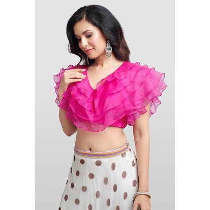 Nikkie J Ziva Floral Embellished Blouse with Lehenga and Dupatta (Set of 3)