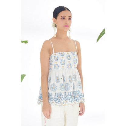 Nikasha White Floral Peplum Top