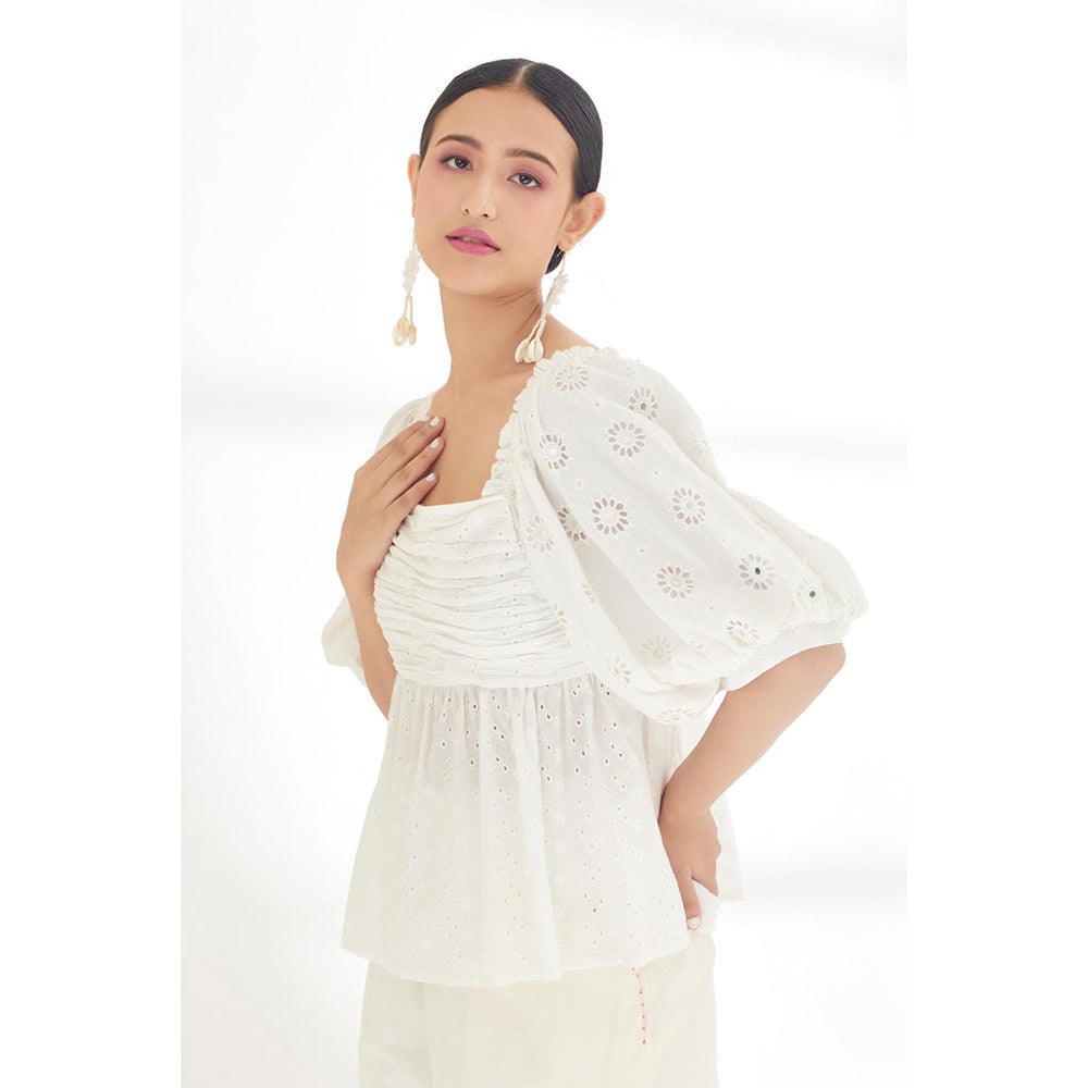 Nikasha White Self Design Top