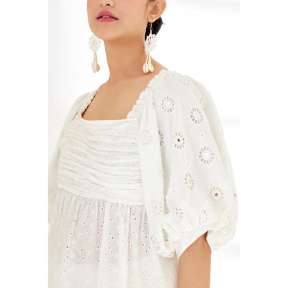 Nikasha White Self Design Top