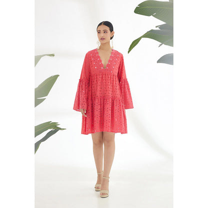 Nikasha Fuchsia Self Design Tier Dress