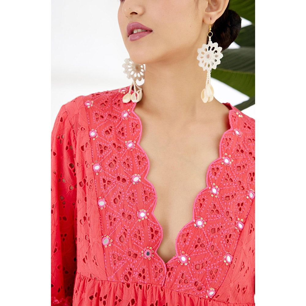 Nikasha Fuchsia Self Design Tier Dress