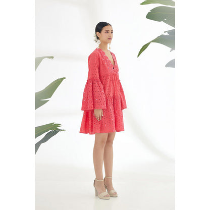 Nikasha Fuchsia Self Design Tier Dress