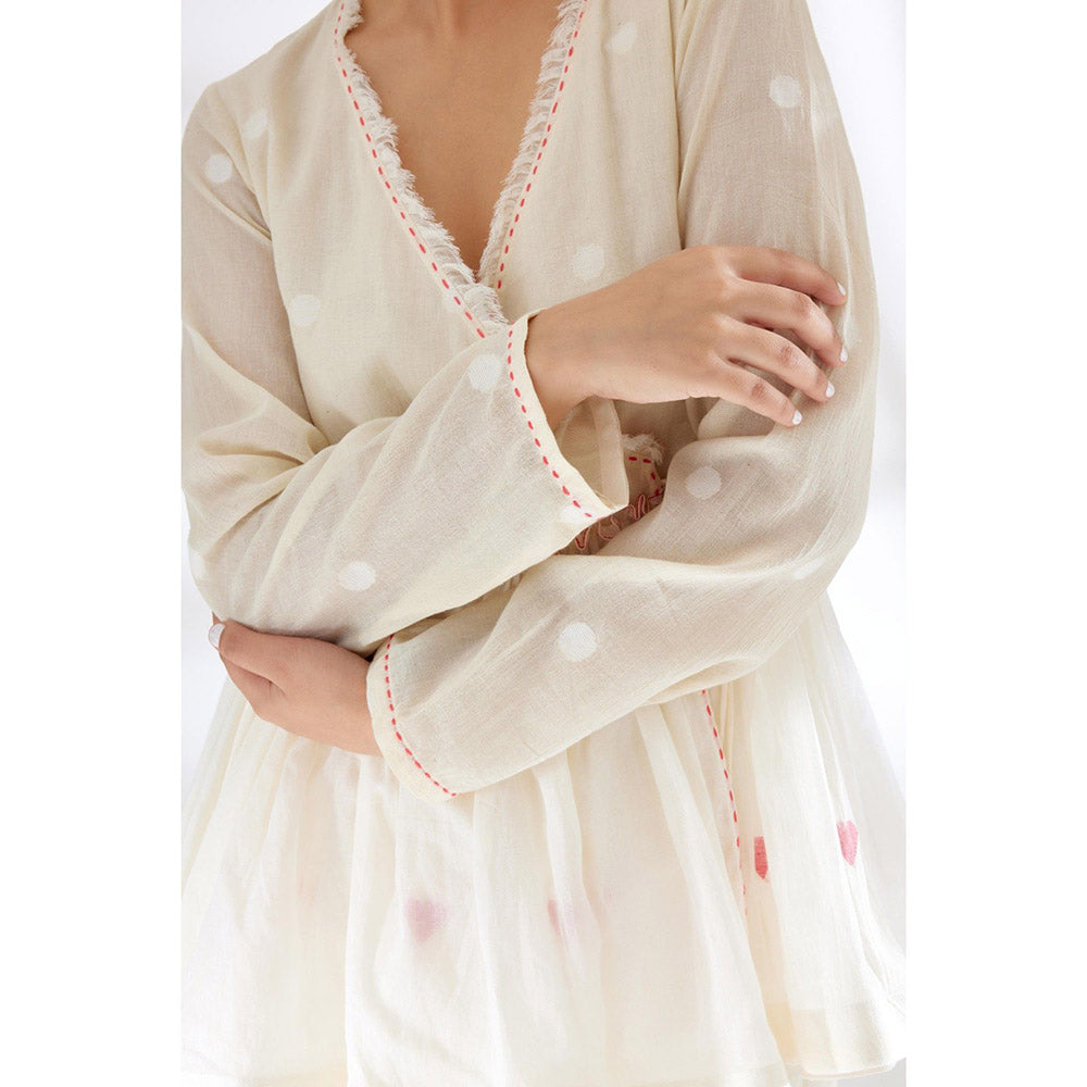 Nikasha Cream Polka Dot Wrap Top