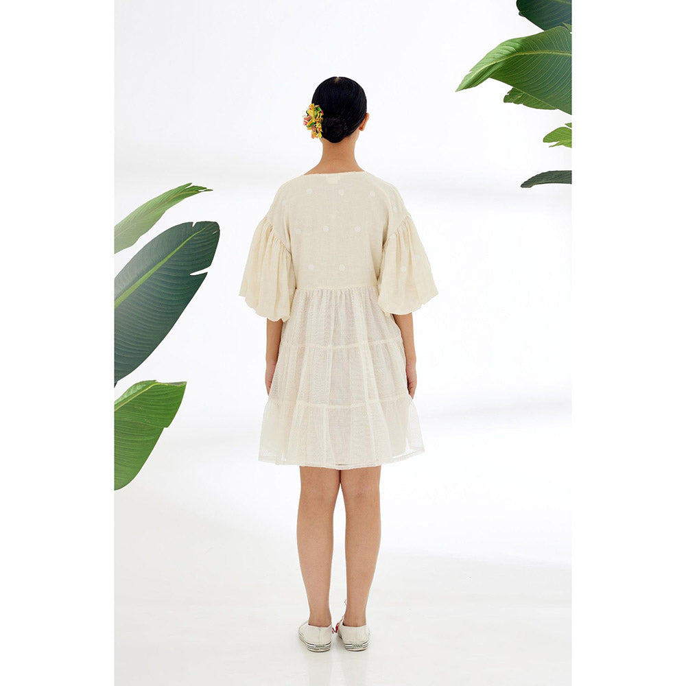 Nikasha Cream Polka Dots Tier Dress