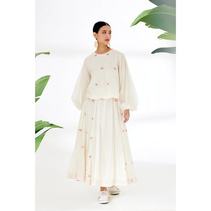 Nikasha Cream Balloon Sleeve Top