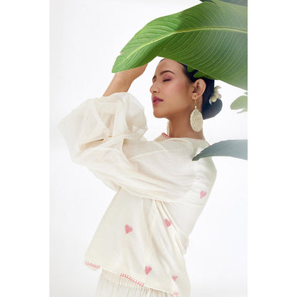 Nikasha Cream Balloon Sleeve Top