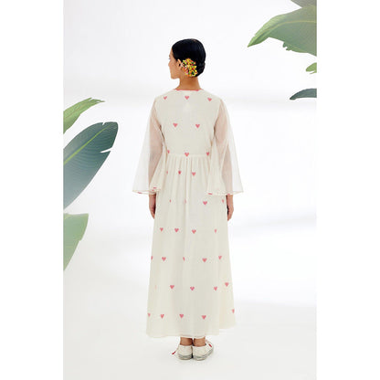 Nikasha Cream Dress with Hand Stitched Hearts